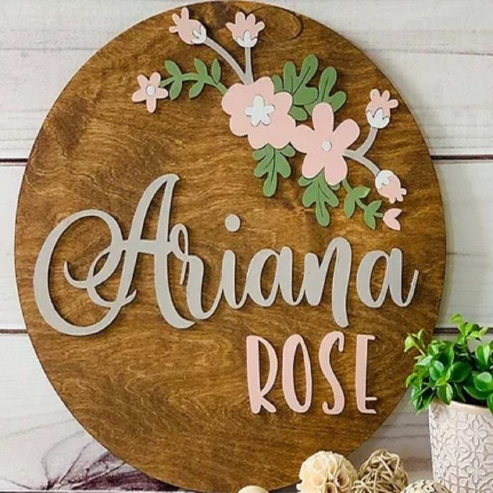 Round Wooden Baby Name Sign - Image 5