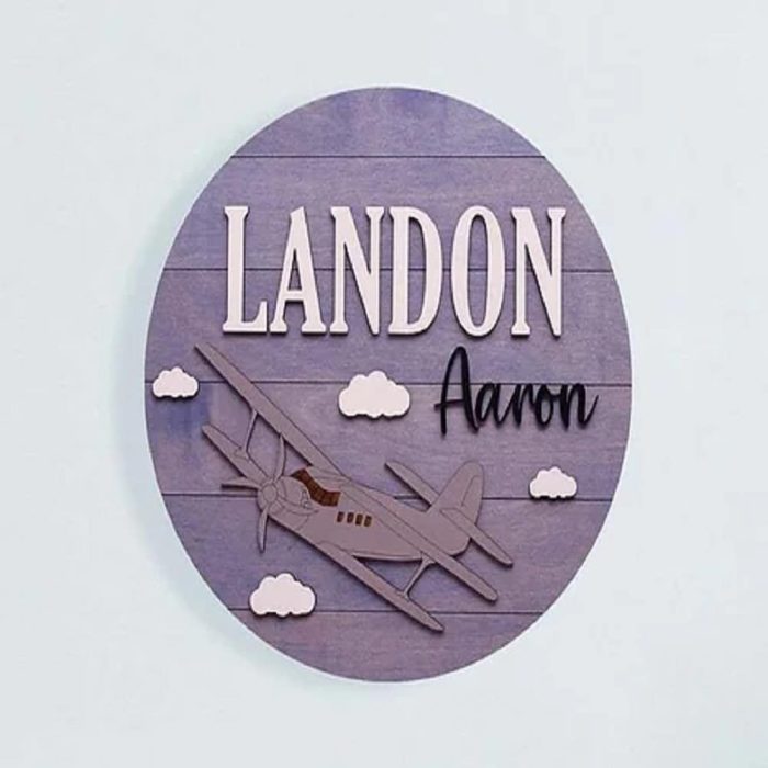 Round Wooden Baby Name Sign - Image 4