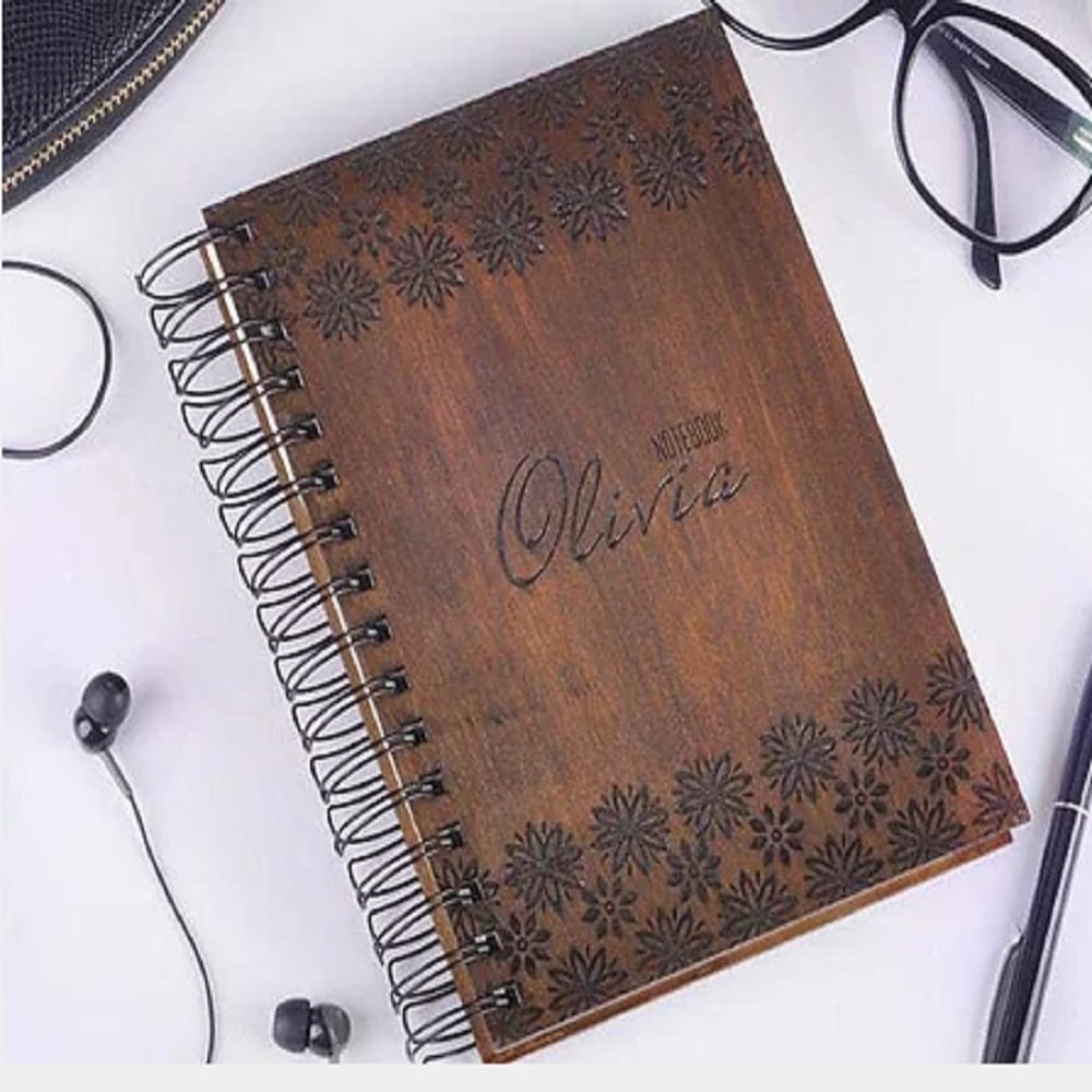 Personalised Wooden Engraved Notebook