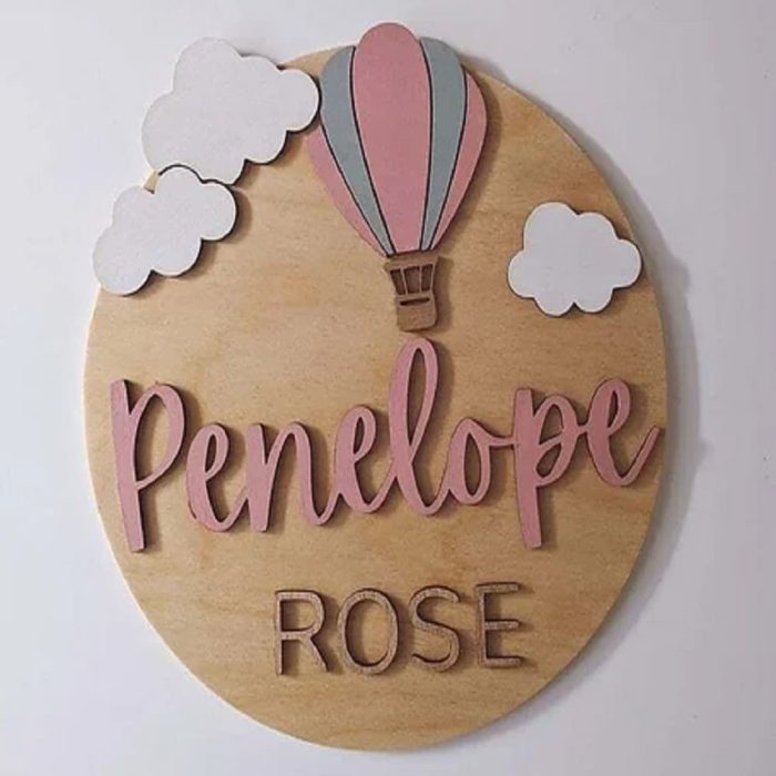 Round Wooden Baby Name Sign